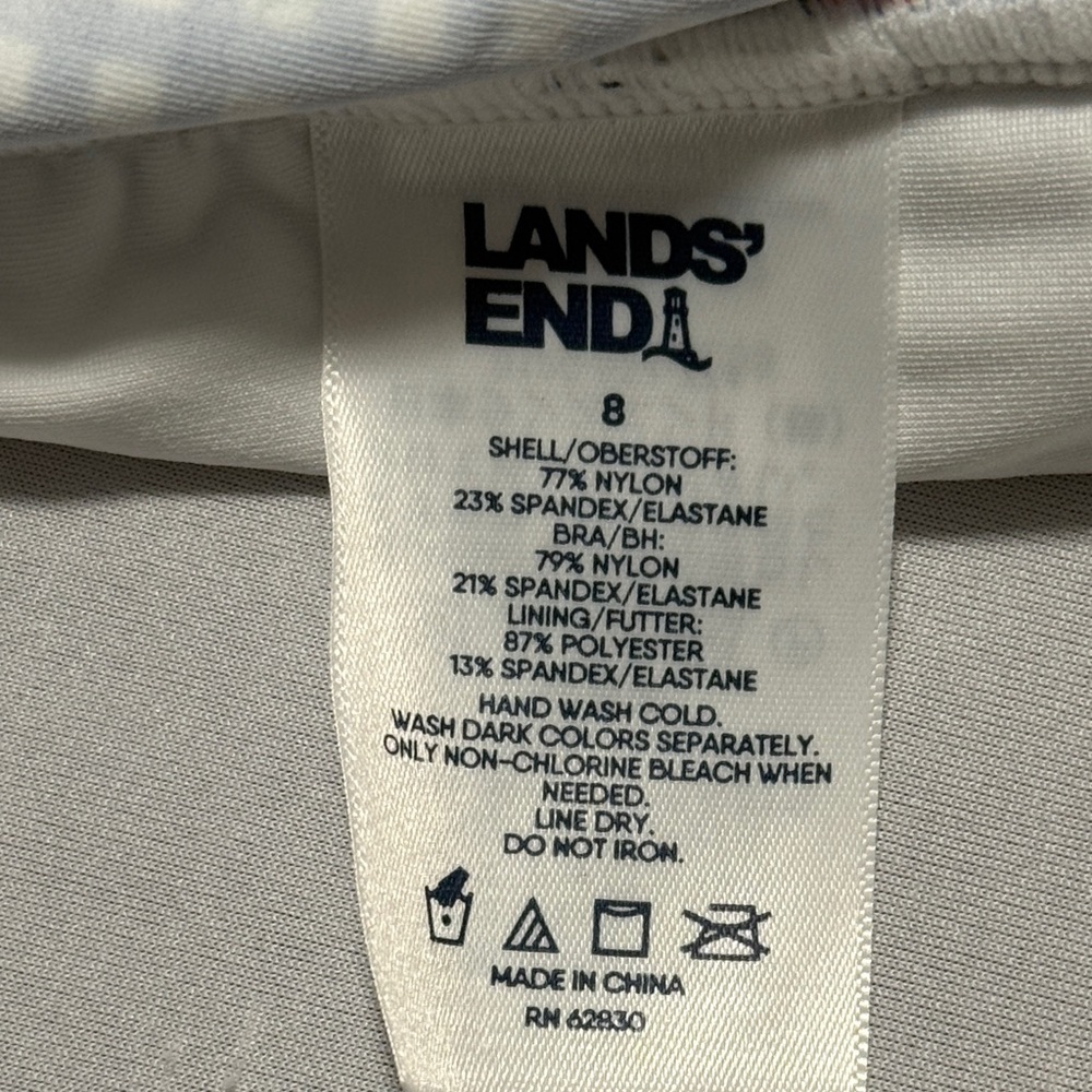Lands' End Blue Floral V-Neck Wrap Underwire Tankini Swimsuit Top - Picture 7 of 7